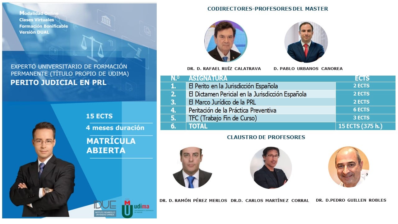 Programación IDUE-UDIMA 2º Semestre 2024 «Experto Perito Judicial en PRL»